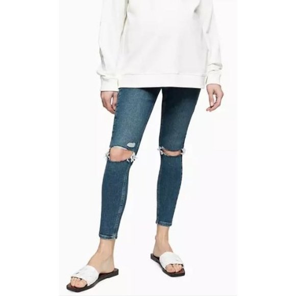 NWT - Topshop Maternity under bump Jamie jean in blue - W26, L30 - Picture 1 of 3